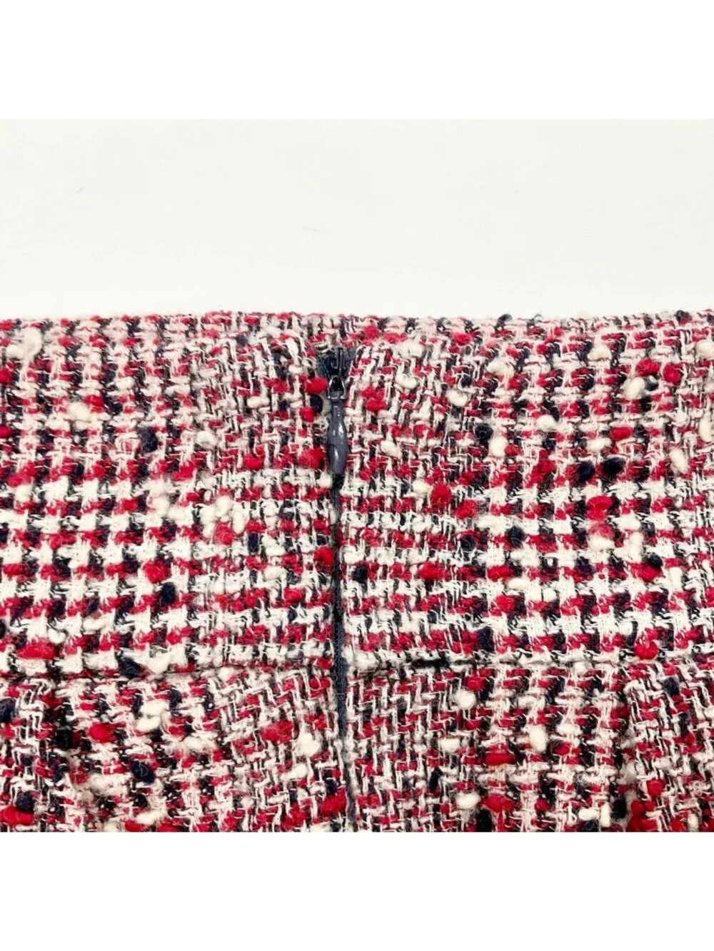 Chanel Skirt Wool Tweed Mid Red